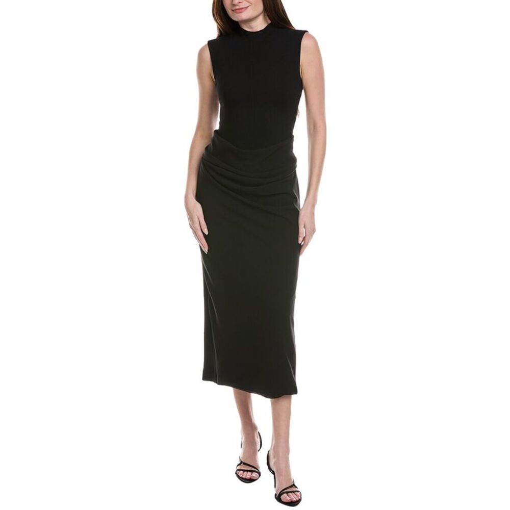 Lela Rose Womens  Cummerbund Wool-Blend Dress, Black
